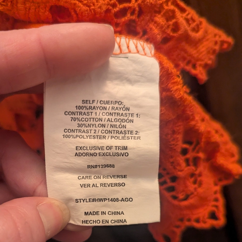 (3X) For Hint of Mint Burnt Orange Lace Overlay Halter Top  Women's Plus Size 3X - Picture 5 of 5